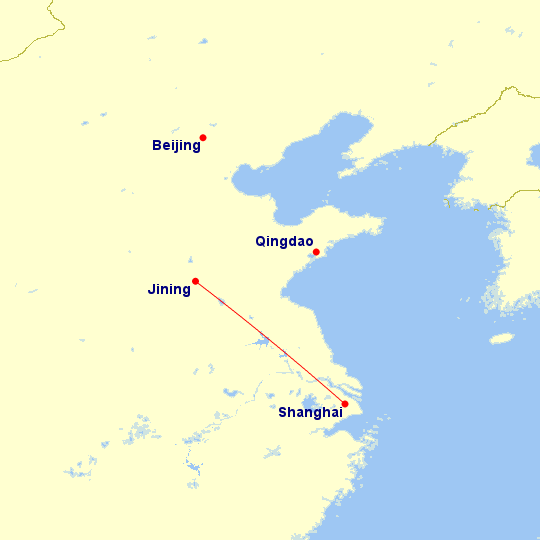 Shanghai to Jining - not so close!